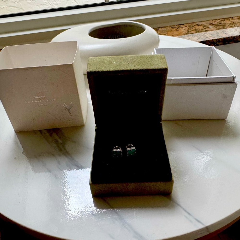 Van Cleef & Arpel small turquoise sweet Alahambra earring.